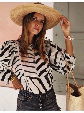 H&M Studio Zebra Blouse s/s S
